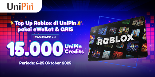 Top Up Robux Cashback 5% Up to 15K Unipin Credits