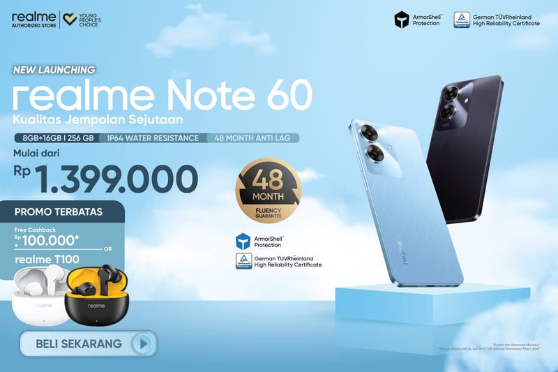 realme Note 60, Kualitas Jempolan Sejutaan!