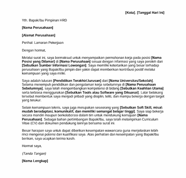 Contoh Surat Lamaran Kerja Umum - DOKU.Promo