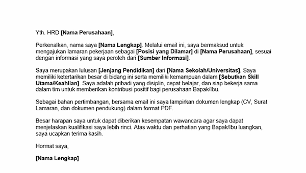 Contoh Surat Lamaran Kerja via Email - DOKU.Promo