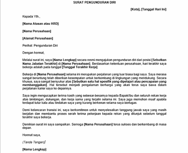 Contoh Surat Resign Karyawan - DOKU.Promo