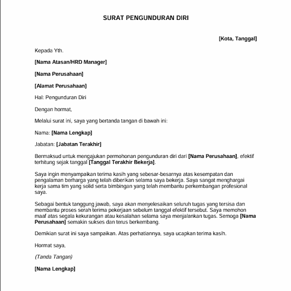 Format Surat Resign Word & PDF - DOKU.Promo