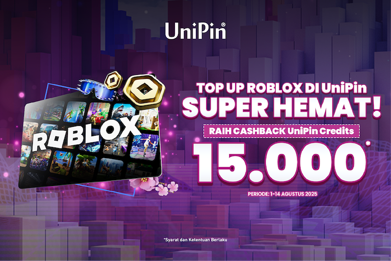 Top Up Roblox, Dapat Cashback 15K UniPin Credits!